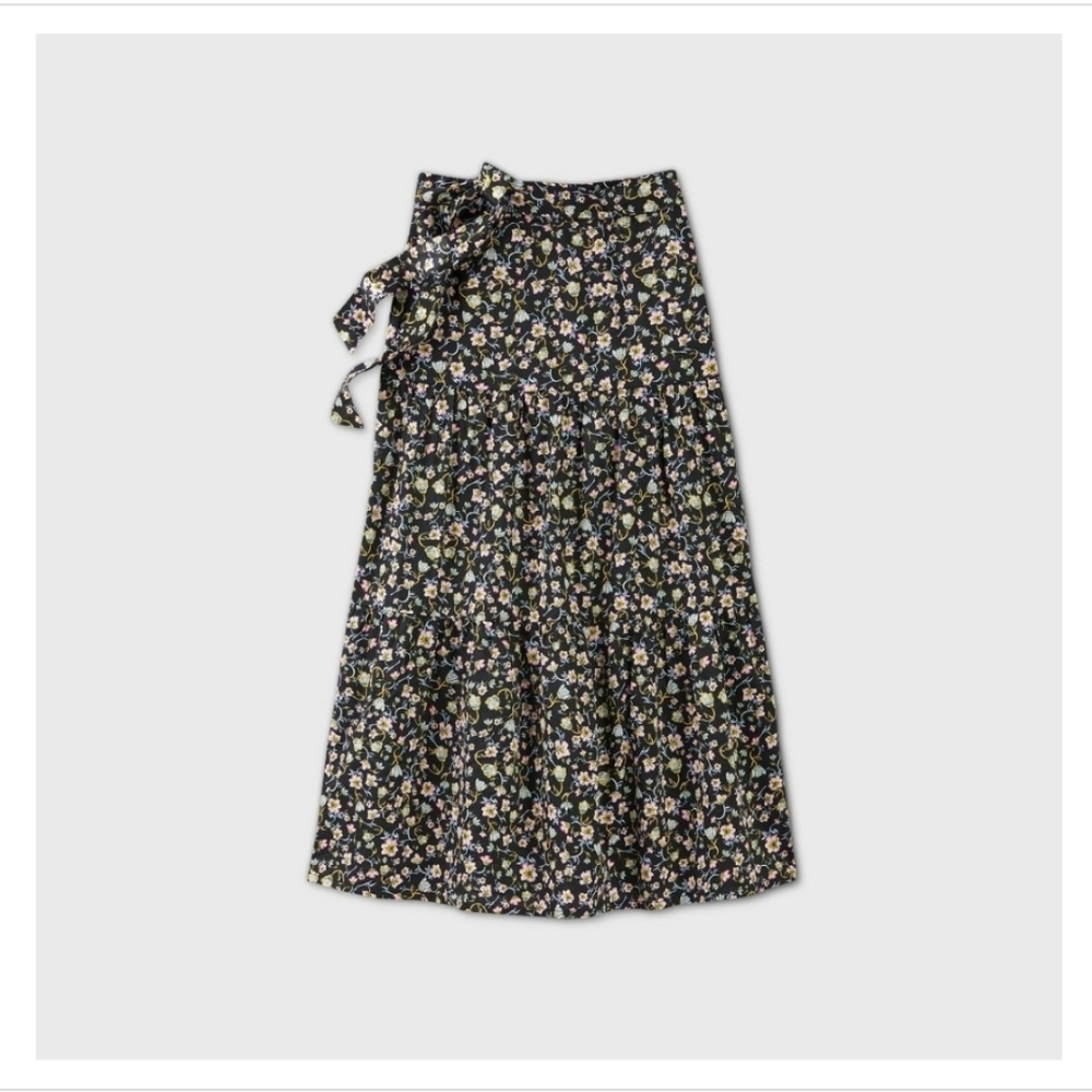 Women's Floral Print Tiered a-Line Maxi Skirt